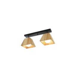 Foco de madera nórdico, foco de techo giratorio de cuatro prismas