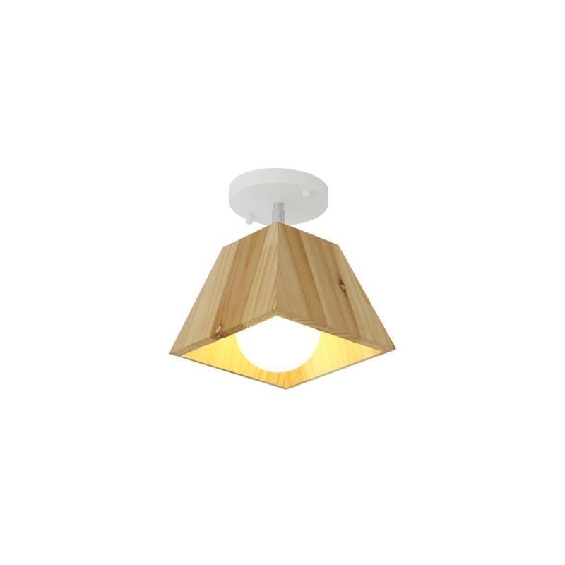 Foco de madera nórdico, foco de techo giratorio de cuatro prismas