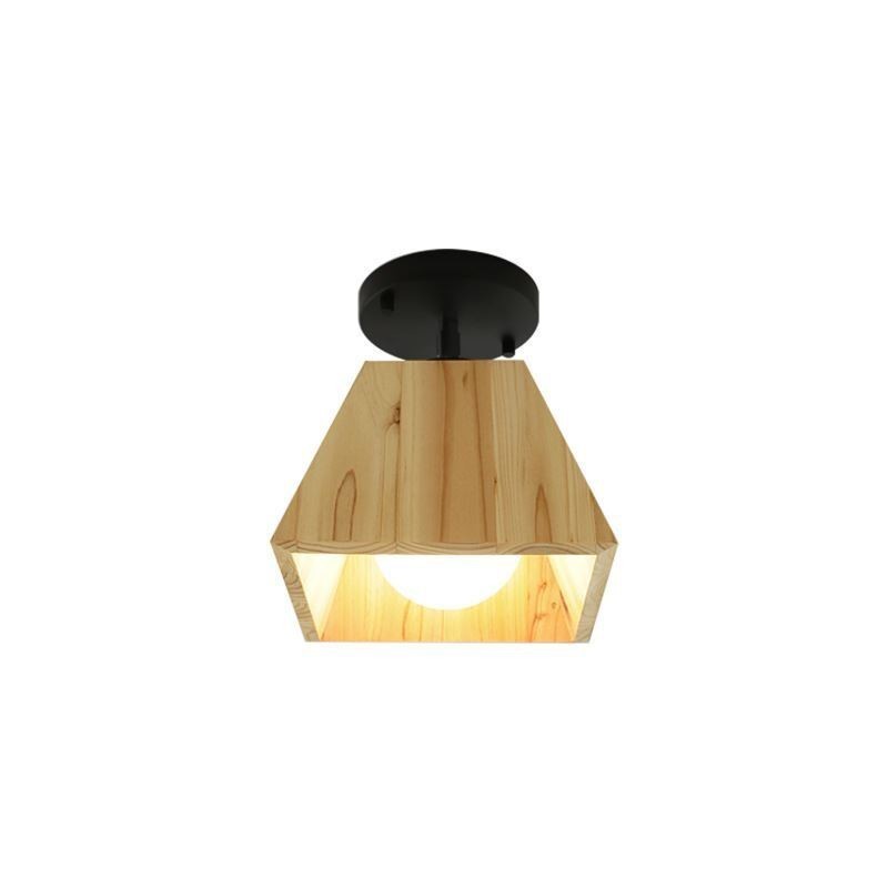 Foco de madera nórdico, foco de techo giratorio de cuatro prismas