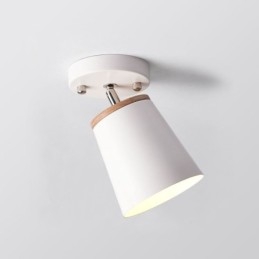Lámpara de techo sencilla de madera con foco nórdico de hierro (una luz)