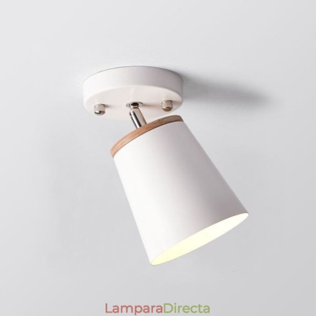 Lámpara de techo sencilla de madera con foco nórdico de hierro (una luz) Lámpara de techo sencilla de madera con foco nórdico de hierro (una luz)