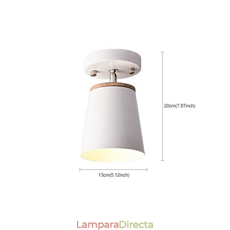 Lámpara de techo sencilla de madera con foco nórdico de hierro (una luz)