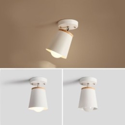 Lámpara de techo sencilla de madera con foco nórdico de hierro (una luz)