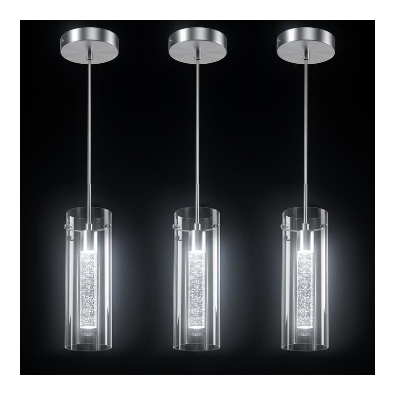 Lámpara colgante artística de 3 luces con pantallas de vidrio y base de bombilla G4
