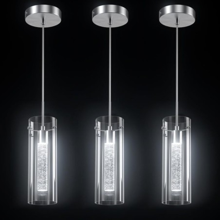 Lámpara colgante artística de 3 luces con pantallas de vidrio y base de bombilla G4 Lámpara colgante artística de 3 luces con pantallas de vidrio y base de bombilla G4