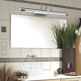 Lámparas de espejo de acero inoxidable, lámparas de pared de baño acrílicas, luces de maquillaje, blanco frío, blanco cálido (tamaño: 57 x 13,5 x 15)