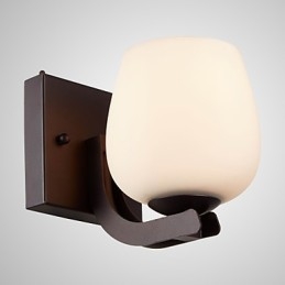Lámpara de pared de hierro con pantalla de cristal, iluminación moderna clásica, apliques de pared