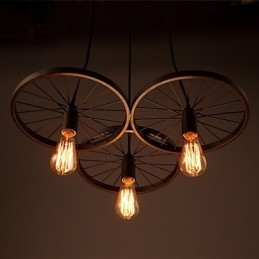 Lámparas colgantes retro estilo loft de hierro forjado estilo americano con ruedas estilo industrial