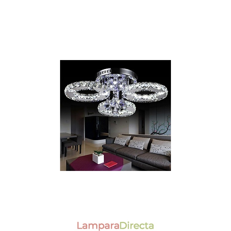 Lámpara de techo moderna contemporánea de metal cromado y cristal
