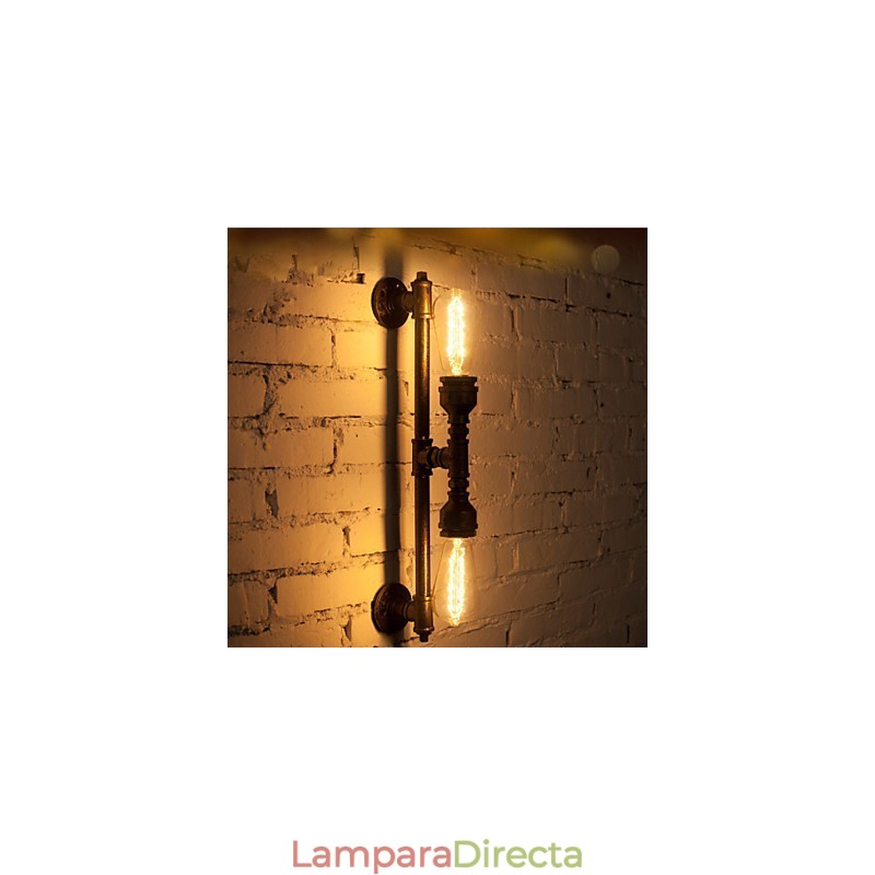 Lámpara de pared de hierro forjado con forma de tubería de agua, estilo vintage, para pasillos, loft, lámpara de pared de hierro, bombilla incandescente Edison FJ DB2 046A0