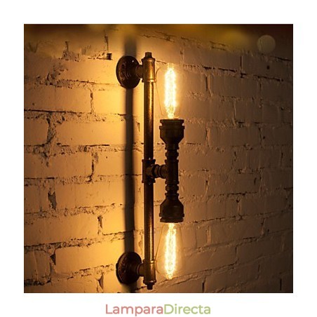 Lámpara de pared de hierro forjado con forma de tubería de agua, estilo vintage, para pasillos, loft, lámpara de pared de hierro, bombilla incandescente Edison FJ DB2 046A0 Lámpara de pared de hierro forjado con forma de tubería de agua, estilo vintage, para pasillos, loft, lámpara de pared de hierro, bombilla incandescente Edison FJ DB2 046A0