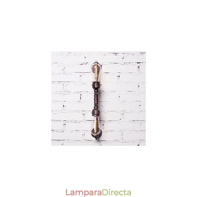 Lámpara de pared de hierro forjado con forma de tubería de agua, estilo vintage, para pasillos, loft, lámpara de pared de hierro, bombilla incandescente Edison FJ DB2 046A0