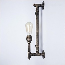 Lámpara de pared de hierro forjado con forma de tubería de agua, estilo vintage, para pasillos, loft, lámpara de pared de hierro, bombilla incandescente Edison FJ DB2 046A0