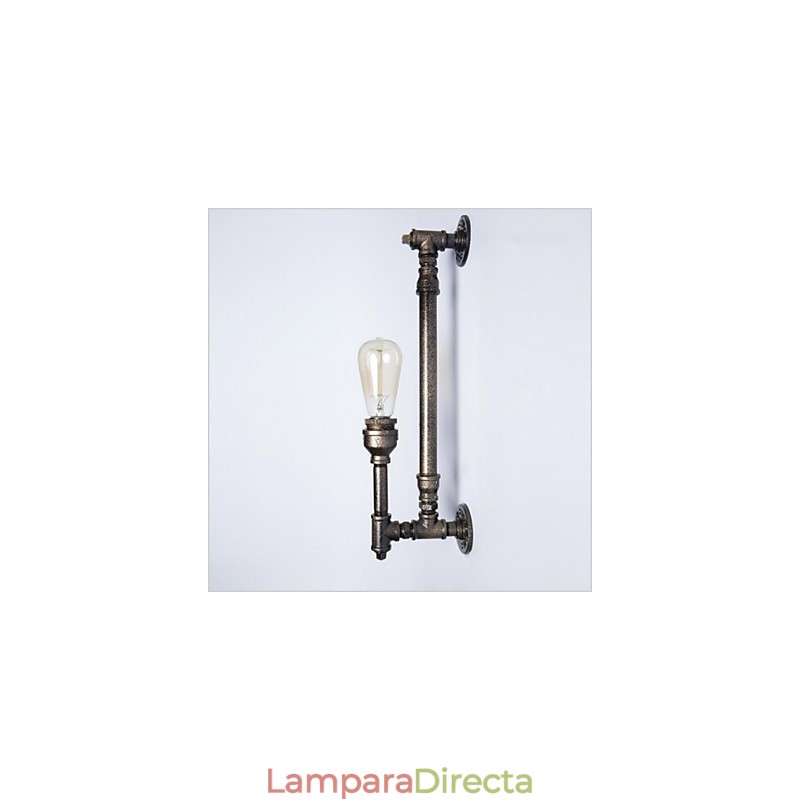 Lámpara de pared de hierro forjado con forma de tubería de agua, estilo vintage, para pasillos, loft, lámpara de pared de hierro, bombilla incandescente Edison FJ DB2 046A0