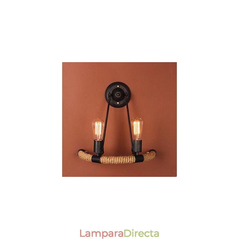 Lámpara de pared de cuerda de cáñamo semicircular para escalera de balcón.