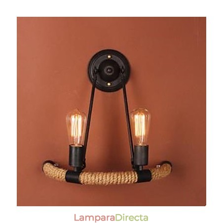 Lámpara de pared de cuerda de cáñamo semicircular para escalera de balcón. Lámpara de pared de cuerda de cáñamo semicircular para escalera de balcón.