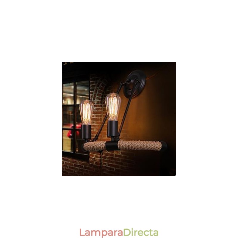 Lámpara de pared de cuerda de cáñamo semicircular para escalera de balcón.