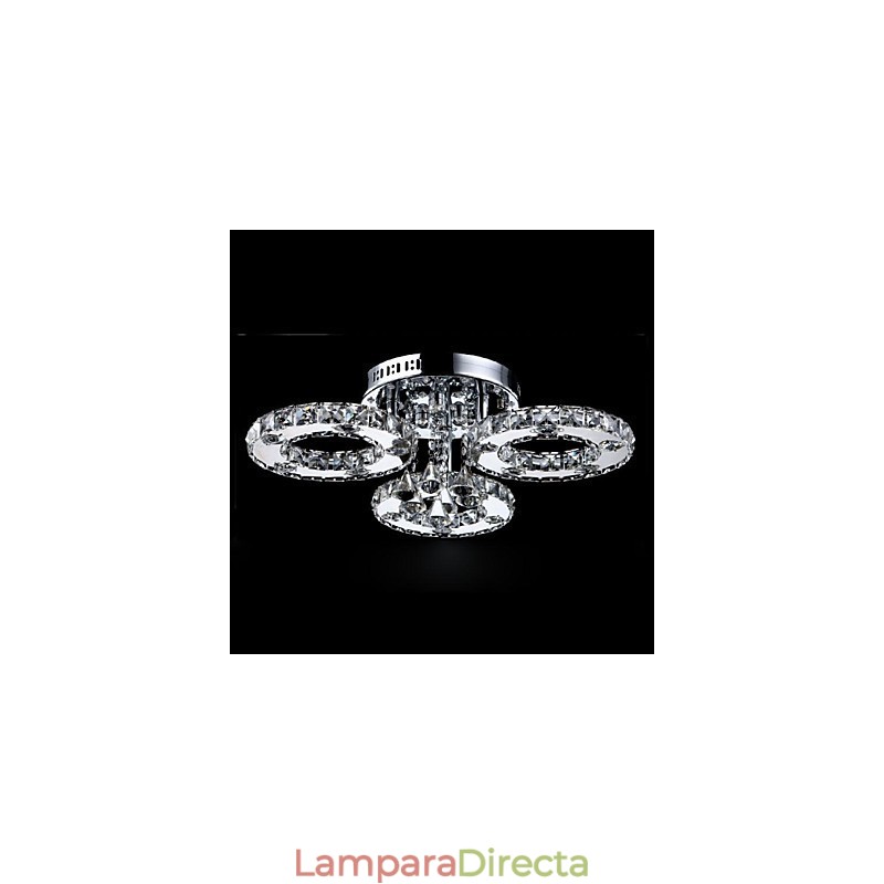 Lámpara de techo moderna contemporánea de metal cromado y cristal