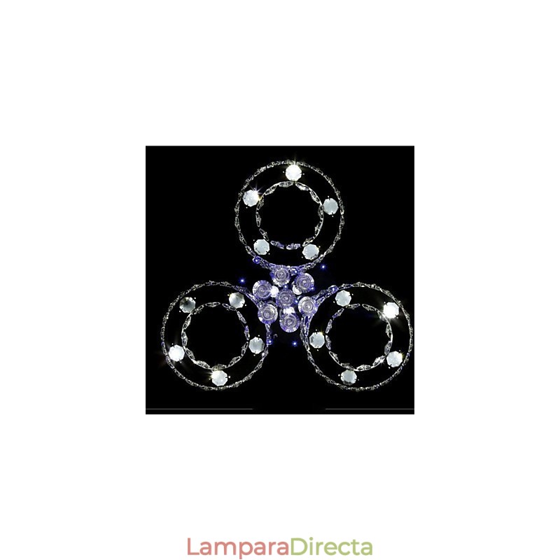 Lámpara de techo moderna contemporánea de metal cromado y cristal