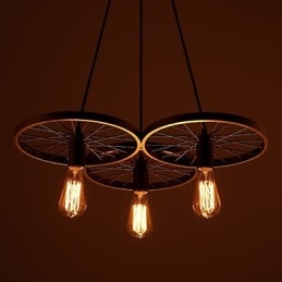Lámparas colgantes retro estilo loft de hierro forjado estilo americano con ruedas estilo industrial