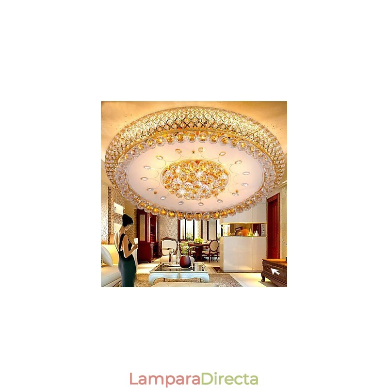 Lámpara de techo redonda de cristal absorbente, diámetro 80 cm, contiene 15 bombillas.