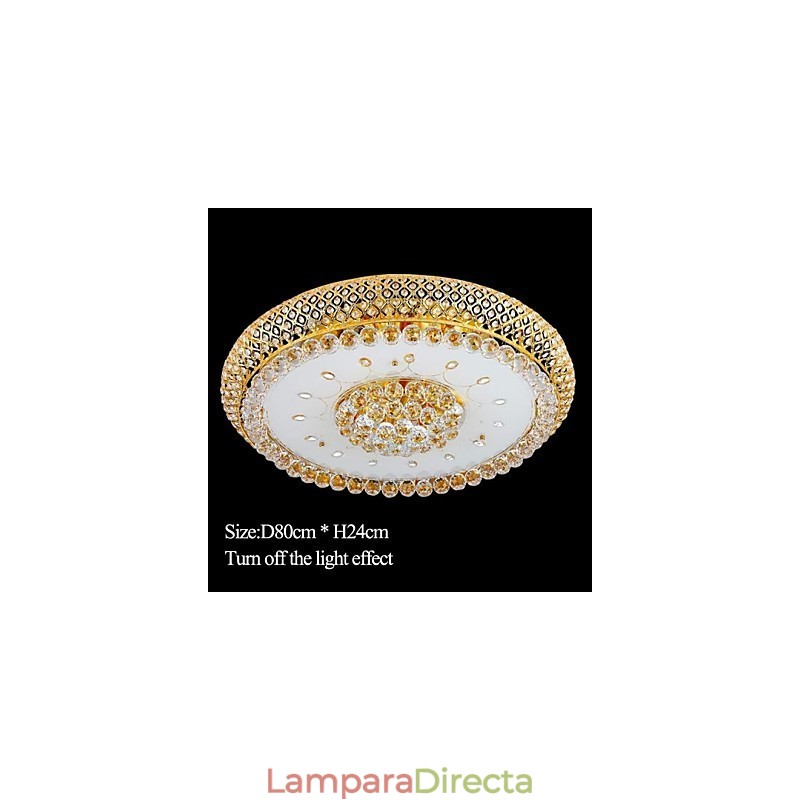 Lámpara de techo redonda de cristal absorbente, diámetro 80 cm, contiene 15 bombillas.