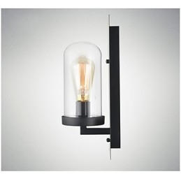 Aplique de pared de hierro y vidrio de estilo rústico, lámpara de pared retro de EE. UU.