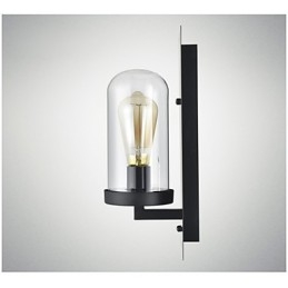 Aplique de pared de hierro y vidrio de estilo rústico, lámpara de pared retro de EE. UU.