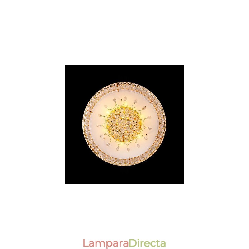 Lámpara de techo redonda de cristal absorbente, diámetro 80 cm, contiene 15 bombillas.