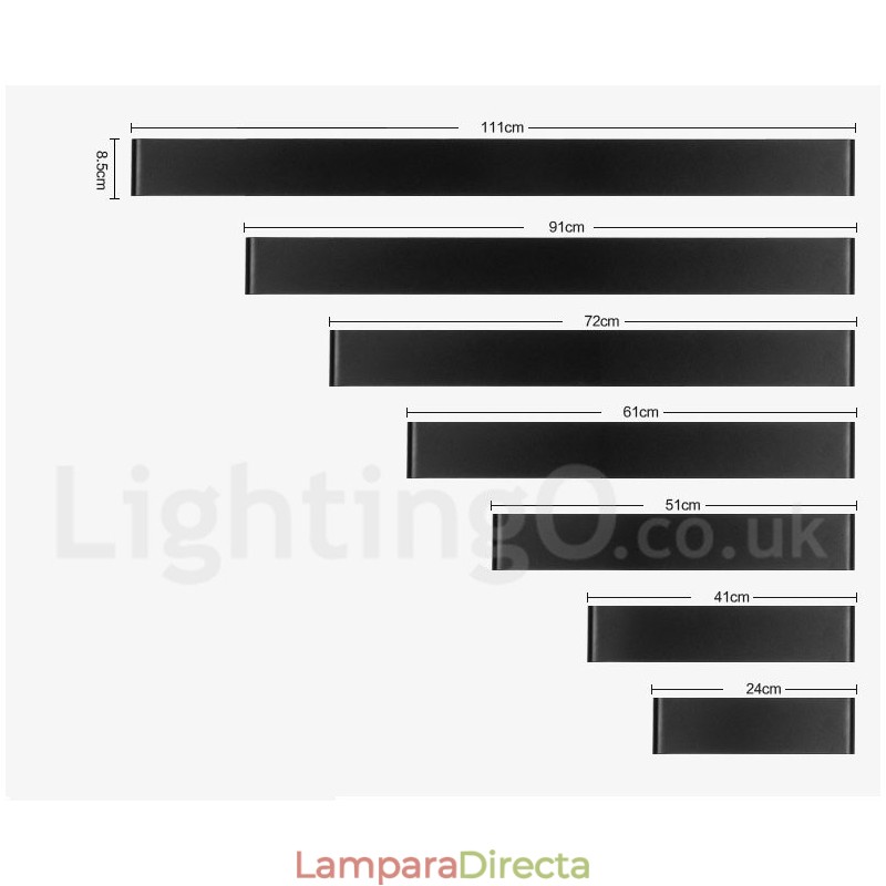 Lámparas de pared y apliques modernos y contemporáneos largos para interiores, de metal, IP44, para baño, dormitorio y sala de estar.