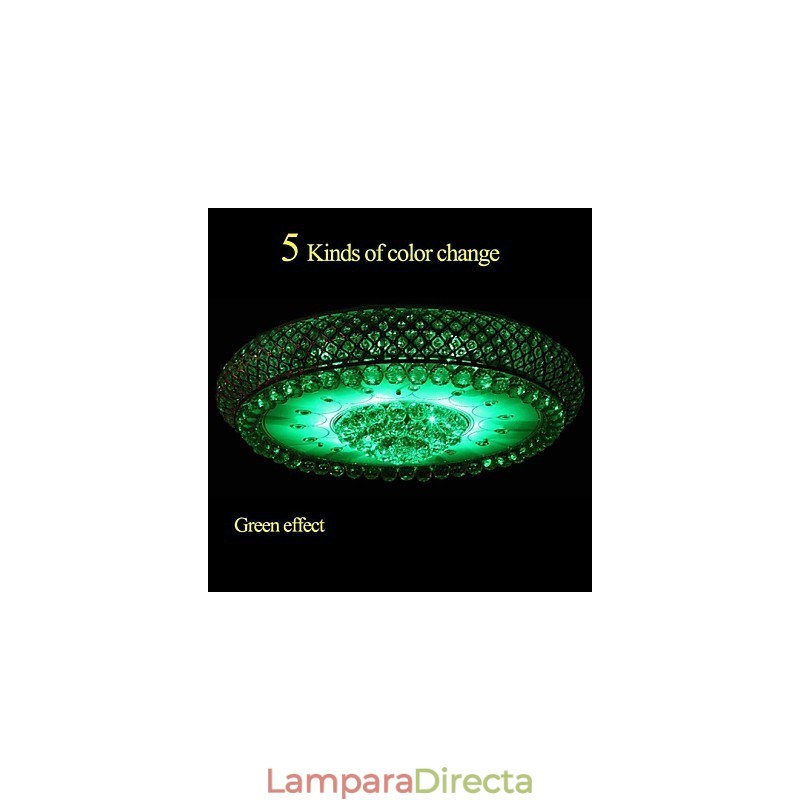 Lámpara de techo redonda de cristal absorbente, diámetro 80 cm, contiene 15 bombillas.