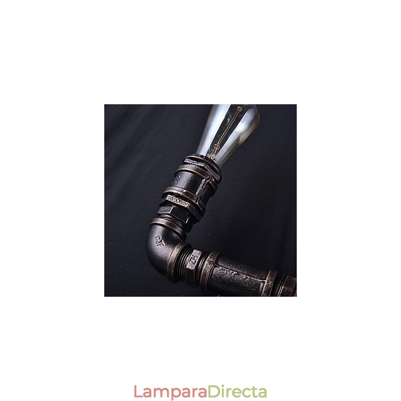 Lámpara de pared vintage de metal con forma de tubería de agua y 2 luces con bombilla Edison