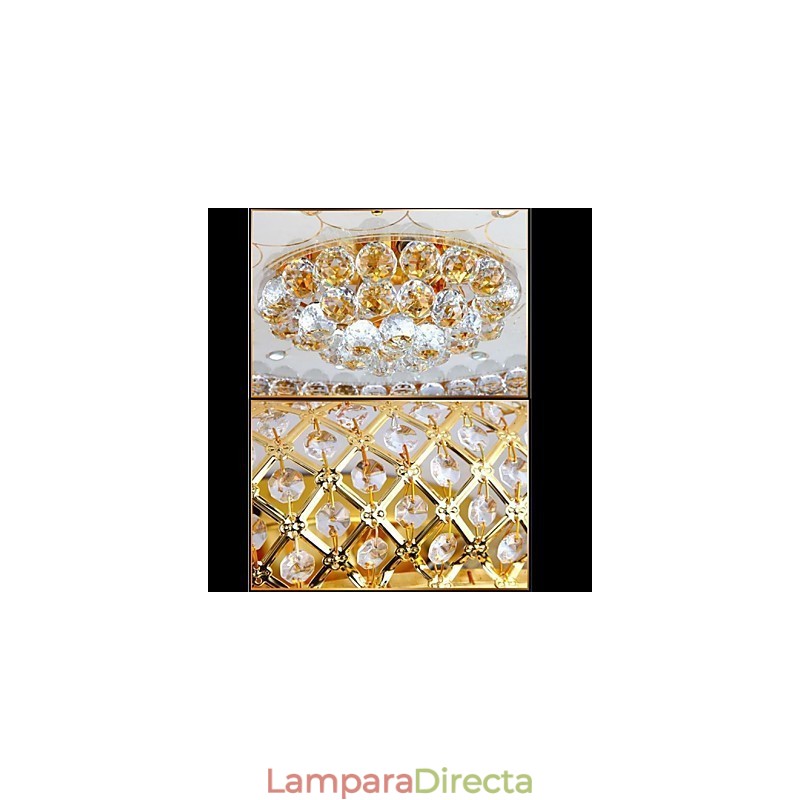 Lámpara de techo redonda de cristal absorbente, diámetro 80 cm, contiene 15 bombillas.