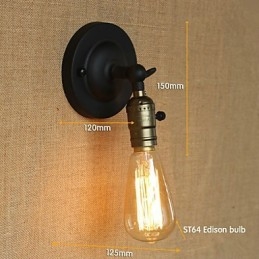 Aplique de pared estilo Edison con bombillas, estilo retro minimalista, para mesita de noche, cafetería, terraza, canal.