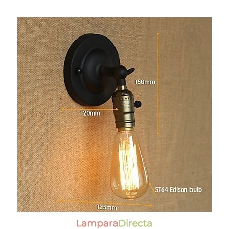 Aplique de pared estilo Edison con bombillas, estilo retro minimalista, para mesita de noche, cafetería, terraza, canal. Aplique de pared estilo Edison con bombillas, estilo retro minimalista, para mesita de noche, cafetería, terraza, canal.