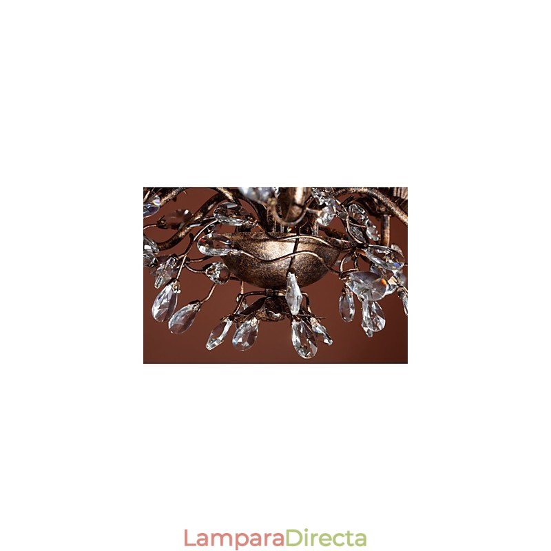 Lámpara de araña de metal antiguo de latón estilo vela vintage
