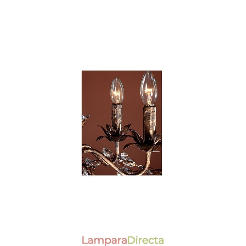 Lámpara de araña de metal antiguo de latón estilo vela vintage