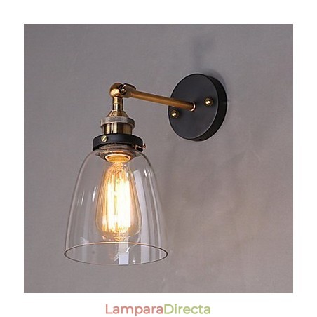 Aplique de pared industrial Edison Simplicity de vidrio con base de metal para comedor, sala de estudio, oficina, pasillo, luz de pared Aplique de pared industrial Edison Simplicity de vidrio con base de metal para comedor, sala de estudio, oficina, pasillo, luz de pared