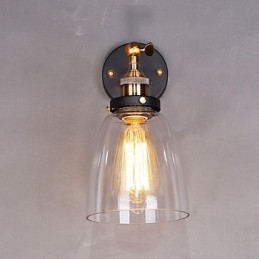 Aplique de pared industrial Edison Simplicity de vidrio con base de metal para comedor, sala de estudio, oficina, pasillo, luz de pared