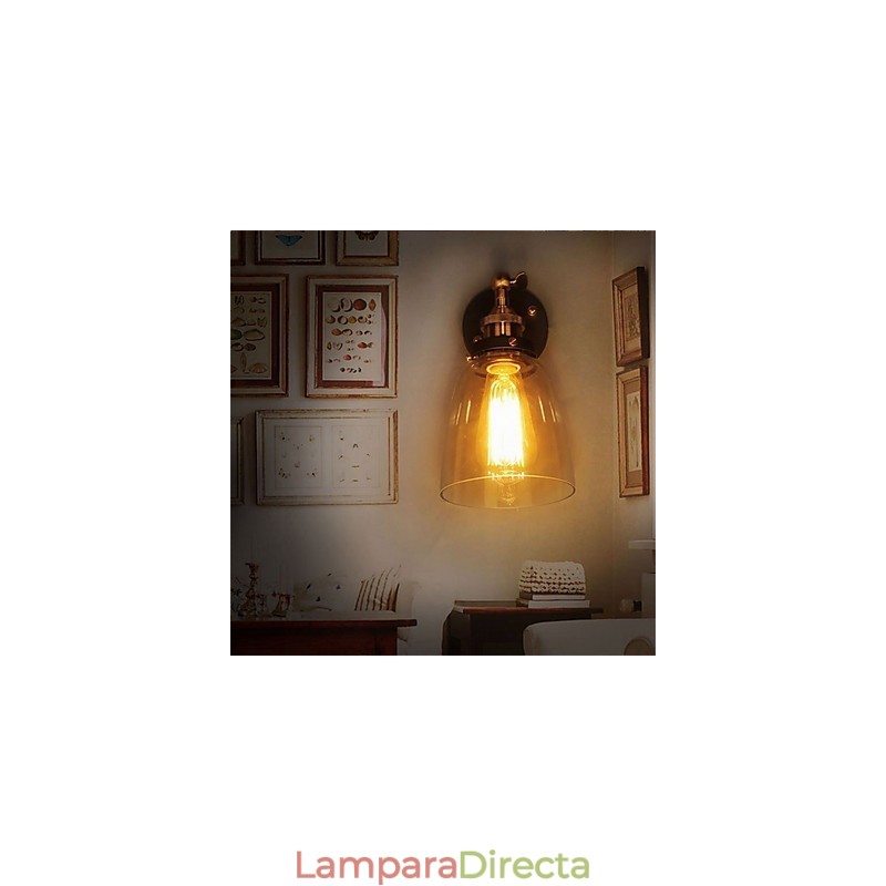 Aplique de pared industrial Edison Simplicity de vidrio con base de metal para comedor, sala de estudio, oficina, pasillo, luz de pared