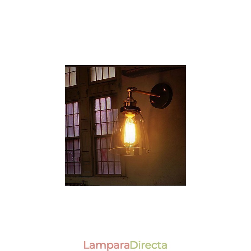 Aplique de pared industrial Edison Simplicity de vidrio con base de metal para comedor, sala de estudio, oficina, pasillo, luz de pared