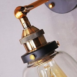 Aplique de pared industrial Edison Simplicity de vidrio con base de metal para comedor, sala de estudio, oficina, pasillo, luz de pared