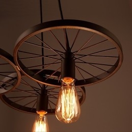 Lámparas colgantes retro estilo loft de hierro forjado estilo americano con ruedas estilo industrial