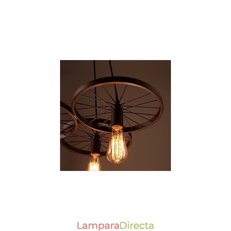 Lámparas colgantes retro estilo loft de hierro forjado estilo americano con ruedas estilo industrial