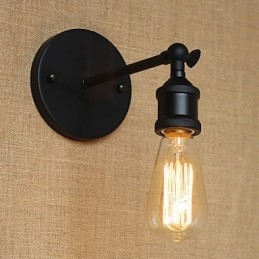 Aplique de pared minimalista de hierro forjado negro para restaurante americano, bar, cafetería, pasillo de noche