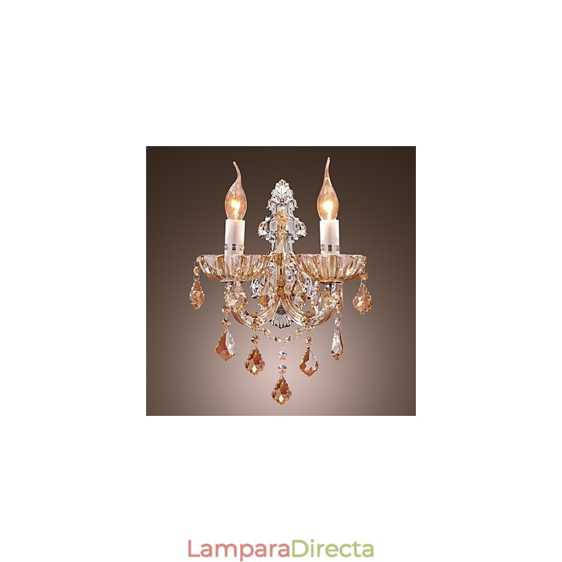 Elegante lámpara de pared de cristal con 2 luces