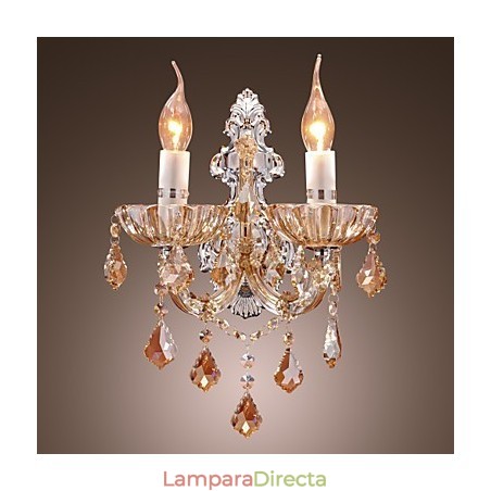 Elegante lámpara de pared de cristal con 2 luces Elegante lámpara de pared de cristal con 2 luces