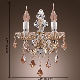 Elegante lámpara de pared de cristal con 2 luces