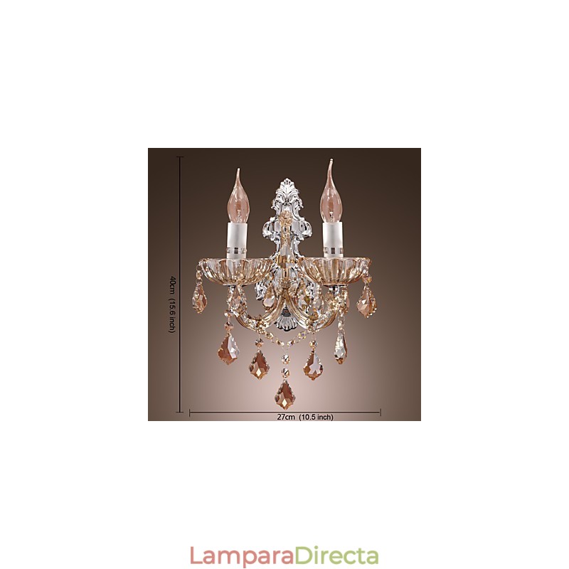 Elegante lámpara de pared de cristal con 2 luces