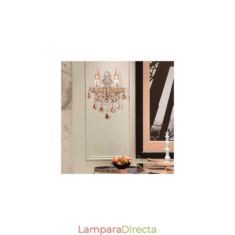 Elegante lámpara de pared de cristal con 2 luces
